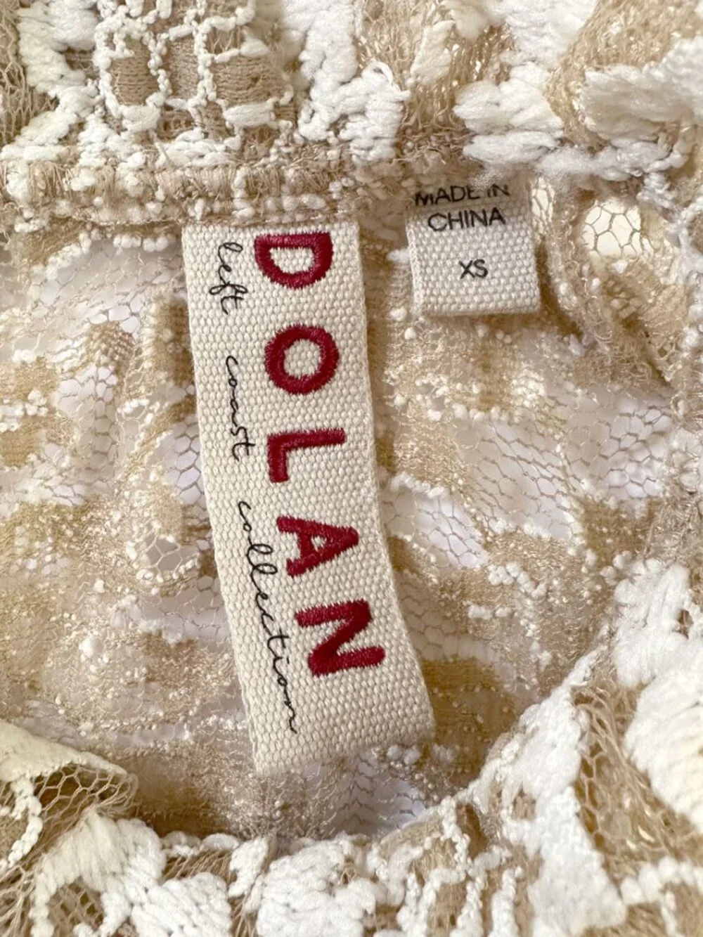 Anthropologie Dolan Ivory Sheer Floral Lace Mock Neck Puff Sleeve Blouse XS Boho
